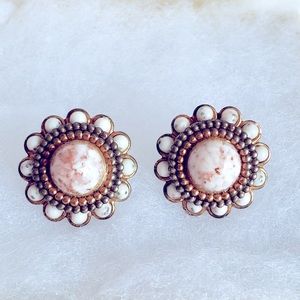1” Vintage Copper Daisy Marbled Screw-Backs